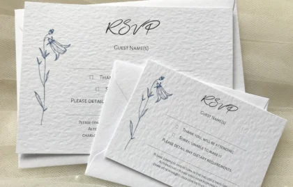 Blue Botanical RSVP cards and envelopes