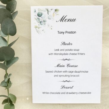 Eucalyptus Personalised Menu Cards