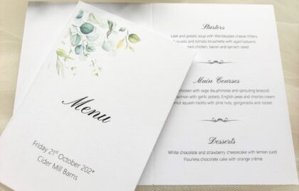 Eucalyptus Menu Booklets