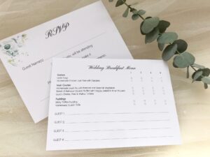 Eucalyptus RSVP cards and envelopes