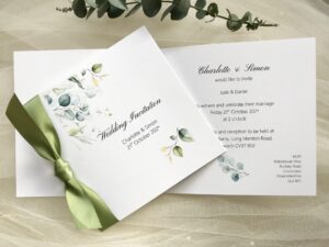 Eucalyptus Square Centre Fold Invitations