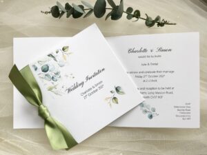 Eucalyptus Square Centre Fold Invitations