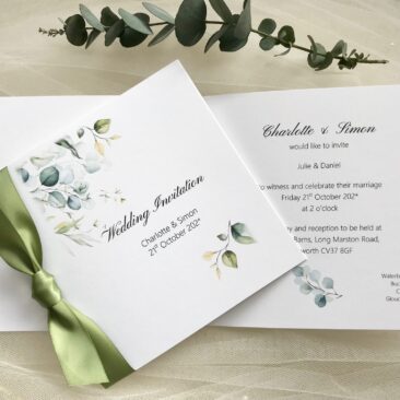 Eucalyptus Square Centre Fold Invitations