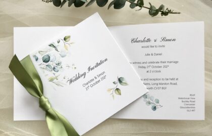 Eucalyptus Square Centre Fold Invitations
