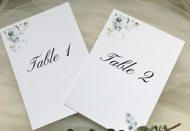 Eucalyptus Table Number Cards