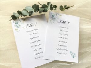 Table Plan Cards Eucalyptus Table Plan Cards