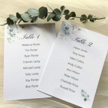 Eucalyptus Table Plan Cards