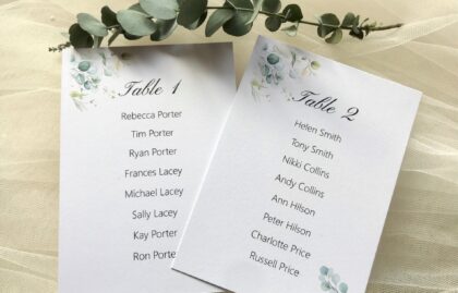 Eucalyptus Table Plan Cards