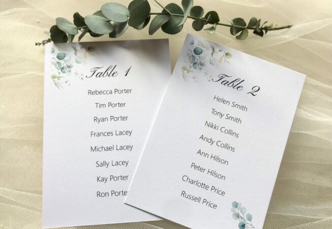 Eucalyptus Table Plan Cards
