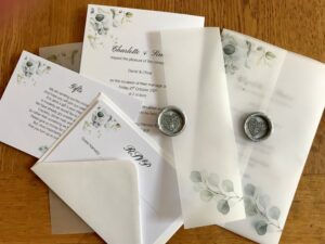 Vellum Cover Wax Seal Invitations (Eucalytus)
