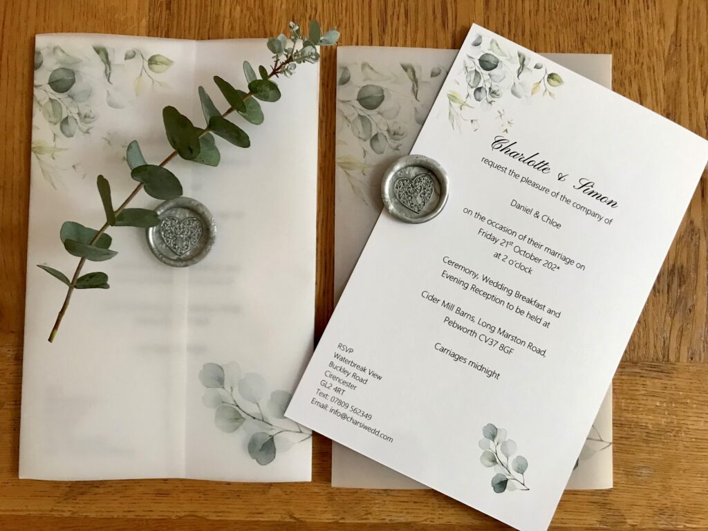 Vellum Cover Wax Seal Invitations (Eucalytus)