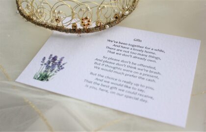 Lavender Guest Information Cards