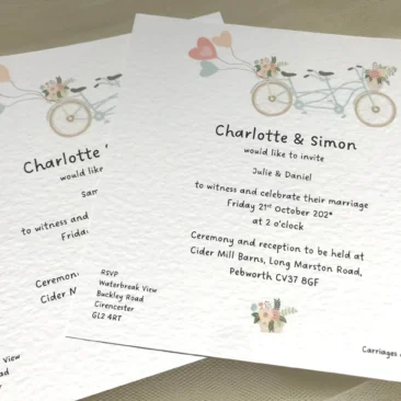 Tandem Bike Square Invitations