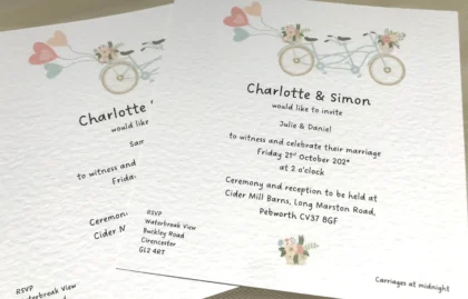 Tandem Bike Square Invitations