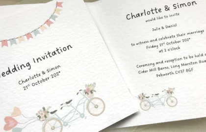 Tandem Bike Centre Fold Invites