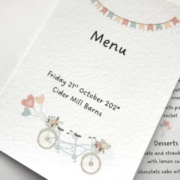 Tandem Bike Menu Booklets