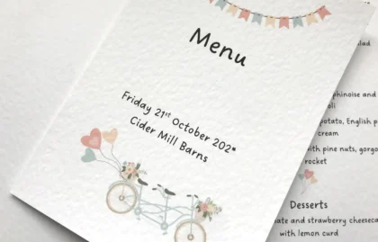 Tandem Bike Menu Booklets