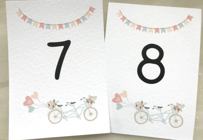 Tandem Bike Table Number Cards