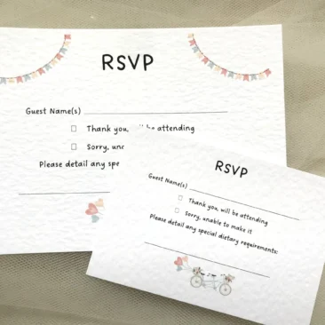 Tandem Bike RSVP Cards and Envelopes