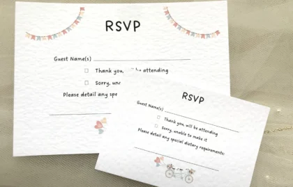 Tandem Bike RSVP Cards and Envelopes