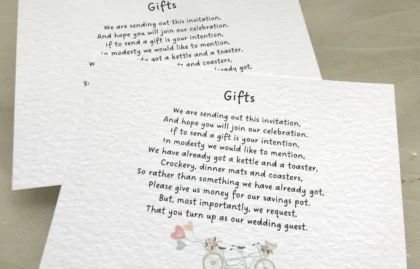 Tandem Bike Guest Information Cards