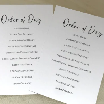 Elegance Order of Day Cards