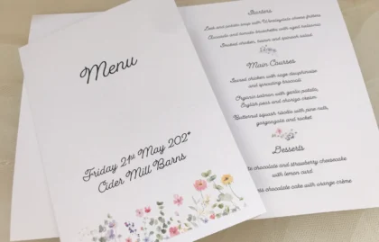Wild Flower Booklet Menus