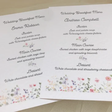 Wild Flower Menu Cards