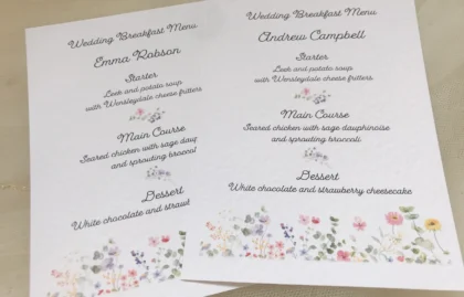 Wild Flower Menu Cards