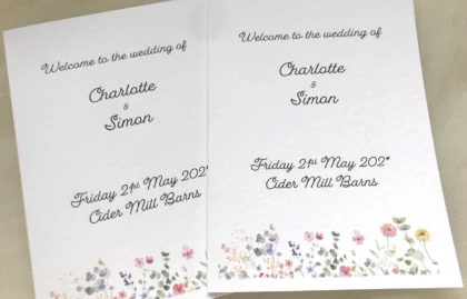 Wild Flower Order of Service Books