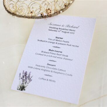 Lavender Menu Cards
