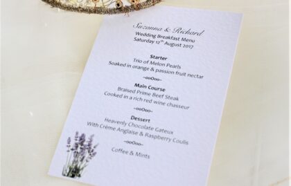 Lavender Menu Cards
