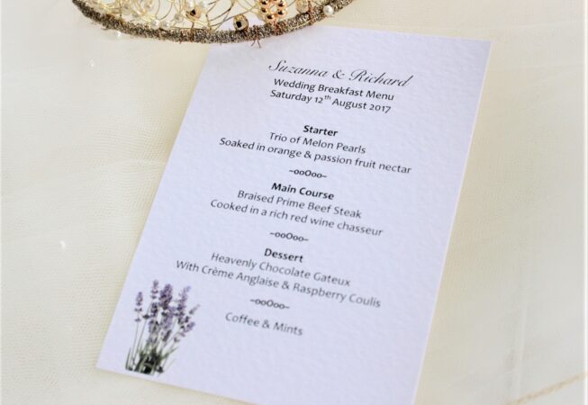 Lavender Menu Cards