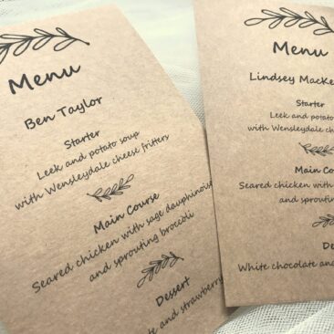Wreath Personalised Menu Cards