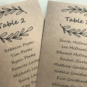 Wreath Table Plan Cards