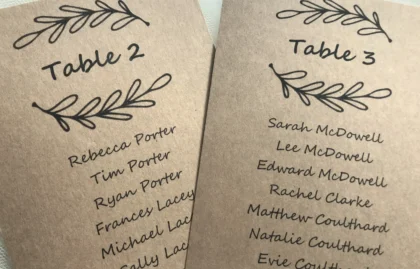 Wreath Table Plan Cards