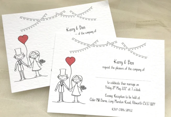 Bride and Groom Postcard Wedding Invitations