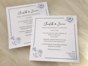 Blue Botanical Square Invitations