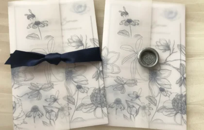 Botanical Vellum Cover Invites