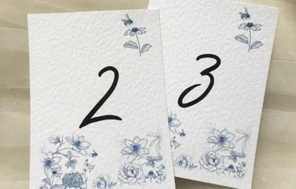 Blue Botanical Table Number Cards
