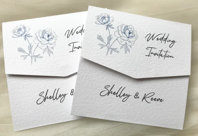 Blue Botanical Tri Fold Invitations