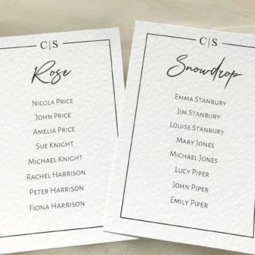 Purity Table Plan Cards