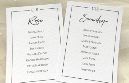 Purity Table Plan Cards