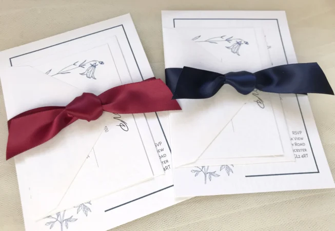 Blue Botanical Wedding Invitations Bundle