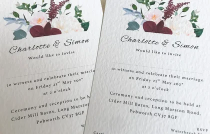 Burgundy Floral Wedding Invites