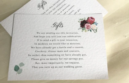 Burgundy Floral Information Cards