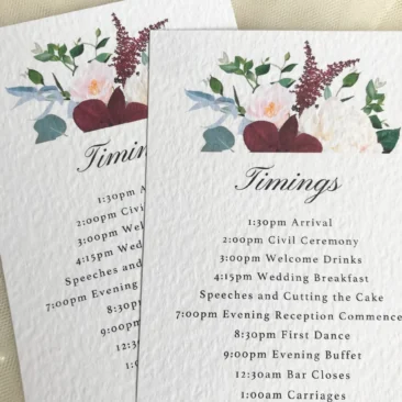 Burgundy Floral Order of Day Cards