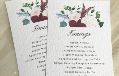 Burgundy Floral Order of Day Cards
