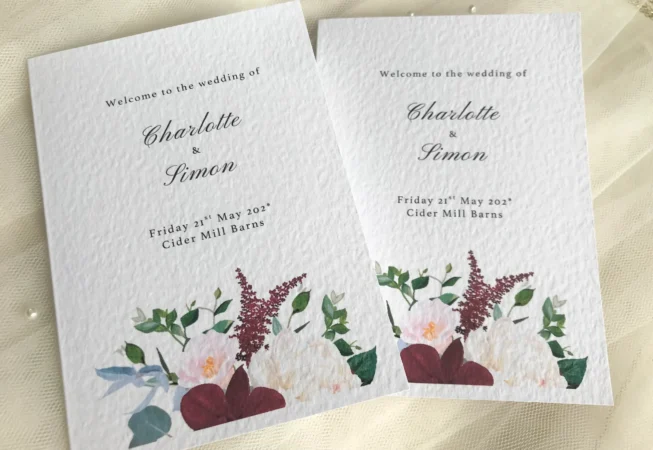 Burgundy Floral Order of Service Books