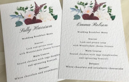 Burgundy Floral Personalised Menu